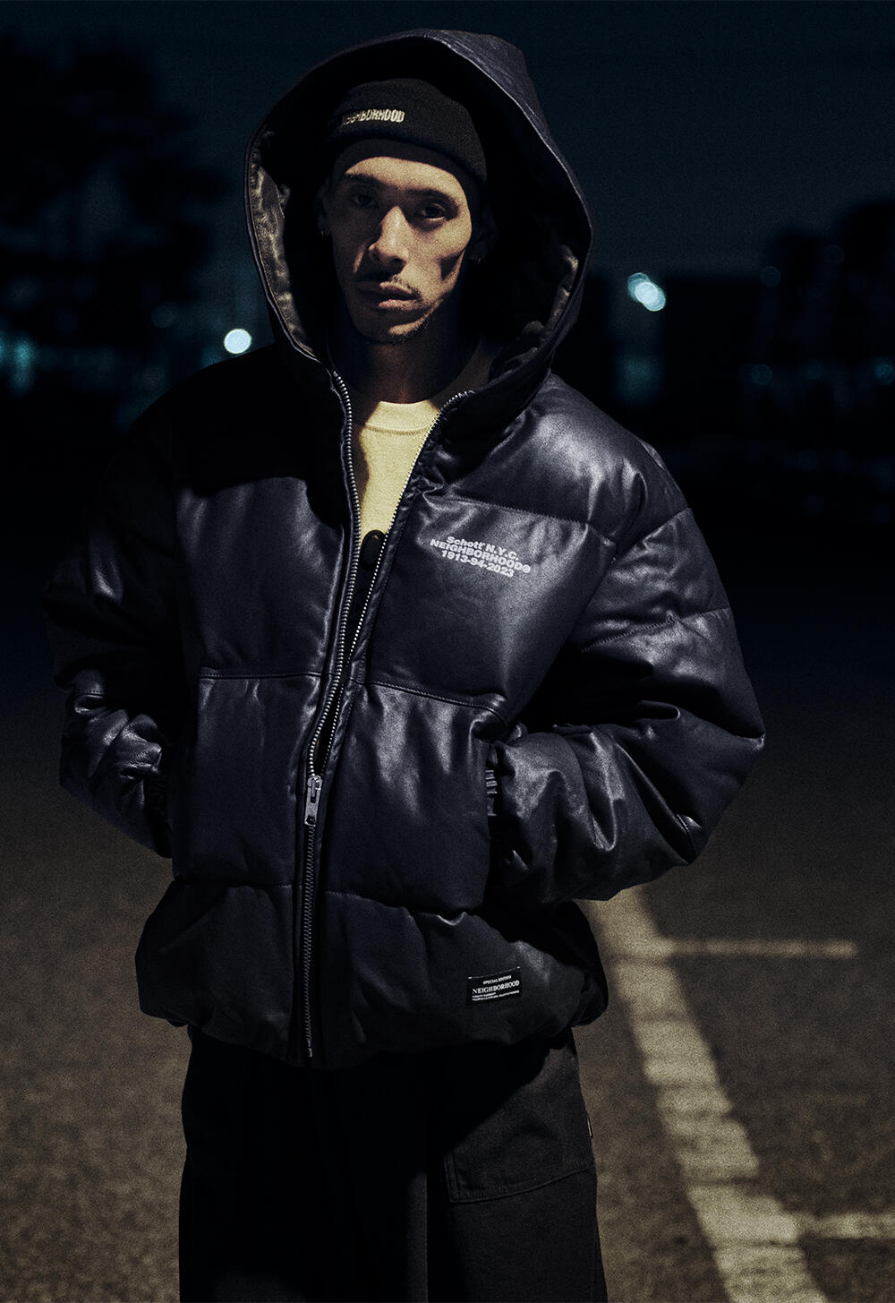 サイズは希少SNEIGHBORHOOD×Schott LEATHER HOOD JACKET